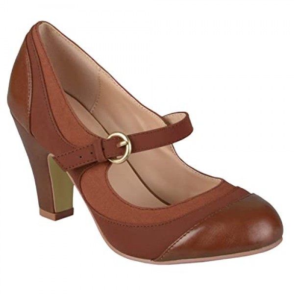 여성 키튼 힐 메리 제인 펌프스 마감 둥근 발가락 발목 스트랩 패치워크 편안한 3인치 중반 청키 메리 제인 힐 캡토 투톤 버클 드레스 슈즈 숙녀 파티 웨딩 빈티지 4-11 