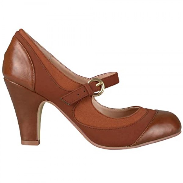 여성 키튼 힐 메리 제인 펌프스 마감 둥근 발가락 발목 스트랩 패치워크 편안한 3인치 중반 청키 메리 제인 힐 캡토 투톤 버클 드레스 슈즈 숙녀 파티 웨딩 빈티지 4-11 