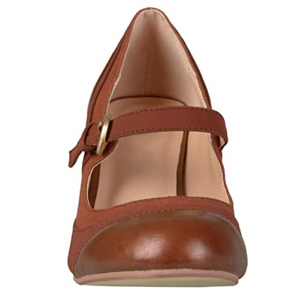 여성 키튼 힐 메리 제인 펌프스 마감 둥근 발가락 발목 스트랩 패치워크 편안한 3인치 중반 청키 메리 제인 힐 캡토 투톤 버클 드레스 슈즈 숙녀 파티 웨딩 빈티지 4-11 