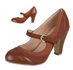 여성 키튼 힐 메리 제인 펌프스 마감 둥근 발가락 발목 스트랩 패치워크 편안한 3인치 중반 청키 메리 제인 힐 캡토 투톤 버클 드레스 슈즈 숙녀 파티 웨딩 빈티지 4-11 