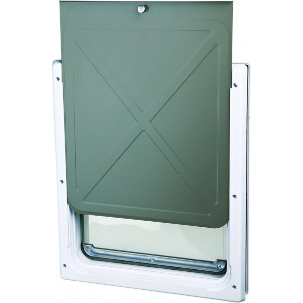 Trixie Pet Products 2-Way Locking Dog Door, 중대형견, 흰색, 중형 - 특대형