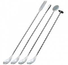 JETKONG 4 Pcs 바 스푼 칵테일 믹싱 스푼 12 인치 바 교반 스푼 스테인레스 스틸 칵테일 교반기, 롱 핸들 음료 교반기 칵테일 스푼