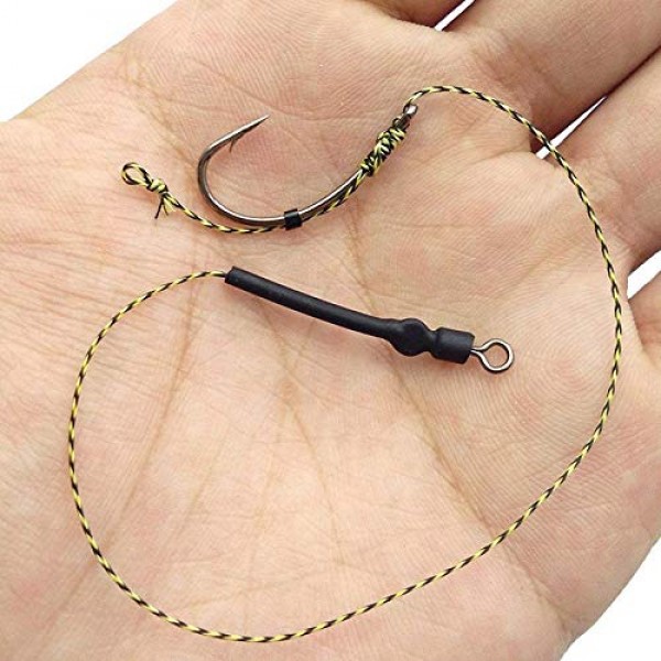 36pcs 잉어 낚시 후크 리더 Boilie Rigs 잉어 낚시 땋은 라인 낚시 후크 수제 잉어 리그 후크 크기 2 #4 #6 #