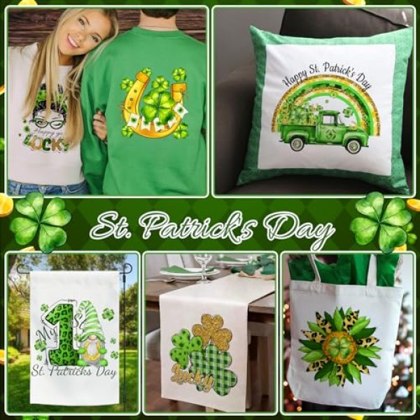 Loozykit 티셔츠 용 데칼에 아이언 빨 수있는 열전달 비닐 스티커 테마 아이언 패치 DIY 의류 가방 모자 베개 공예 장식 (성 패트릭의 날 24Pcs) 용 스티커에 아이언