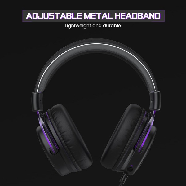 EKSA E900 PC 게임용 헤드셋(마이크 포함), 탈착식 소음 제거 마이크 및 스테레오 베이스 사운드, 3.5mm 잭 PS4 유선 게임용 헤드폰, PC, 노트북, Xbox One용 PS5 게이머 헤드폰, 