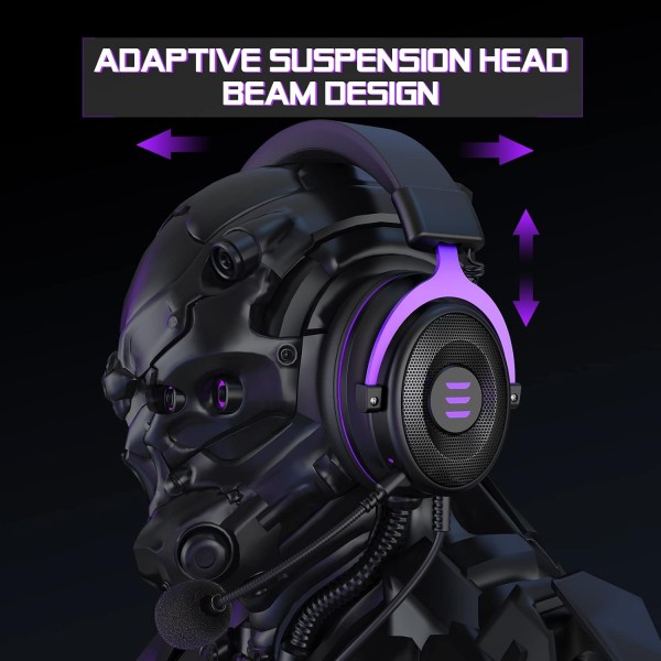 EKSA E900 PC 게임용 헤드셋(마이크 포함), 탈착식 소음 제거 마이크 및 스테레오 베이스 사운드, 3.5mm 잭 PS4 유선 게임용 헤드폰, PC, 노트북, Xbox One용 PS5 게이머 헤드폰, 