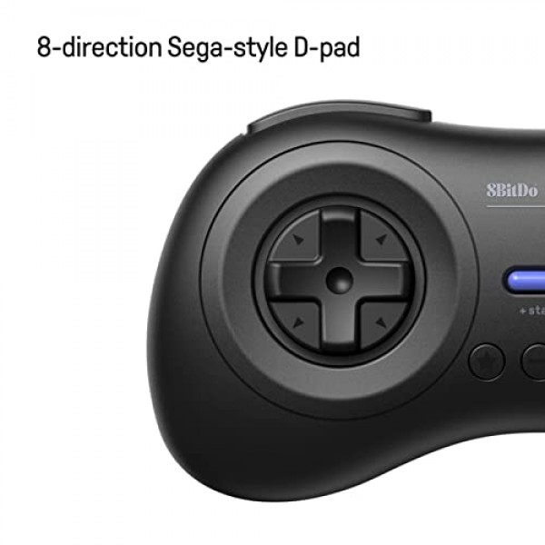 8Bitdo M30 무선 블루투스 컨트롤러 레트로 게임패드(스위치, PC Windows, MacOS, Android, Raspberry Pi, Sega Genesis 및 Sega Mega Drive 스타일 포함)(검은색)