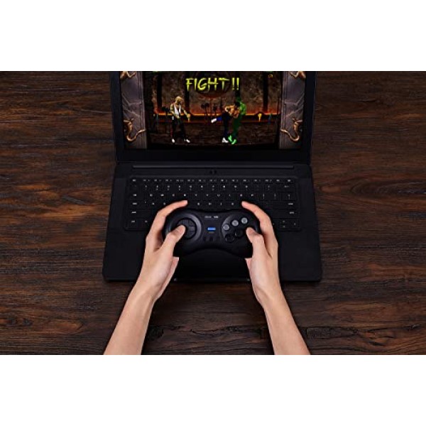 8Bitdo M30 무선 블루투스 컨트롤러 레트로 게임패드(스위치, PC Windows, MacOS, Android, Raspberry Pi, Sega Genesis 및 Sega Mega Drive 스타일 포함)(검은색)