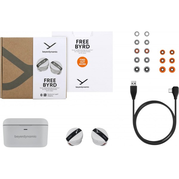 beyerdynamic 무료 BYRD 그레이 진정한 무선 블루투스 인이어 헤드폰, 액티브 노이즈 캔슬링, 긴 배터리 수명, 마이크, IPX4, 사운드 개인화 및 Alexa 내장