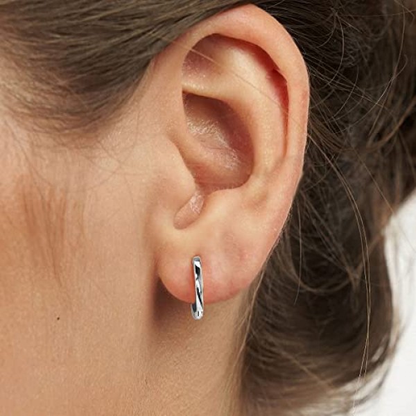 LOLIAS 4 쌍 14K 골드 도금 소형 후프 귀걸이 여성용 남성용 CZ Huggies 귀걸이 저자 극성 연골 소형 후프 귀걸이 피어싱 6 mm 8 mm 10 mm 12 mm