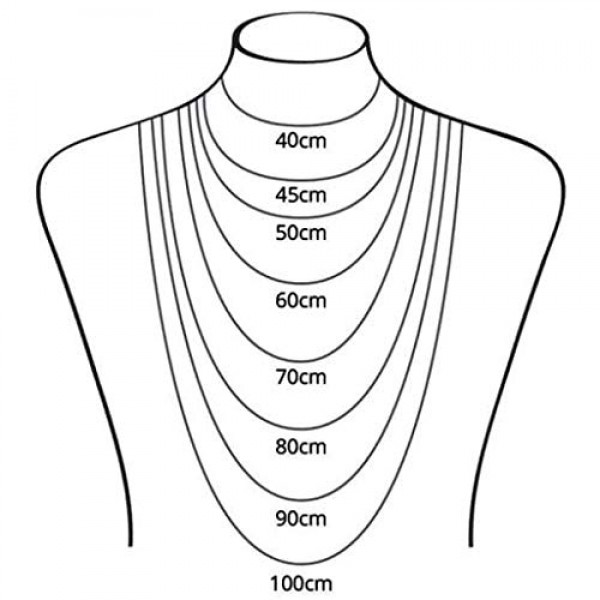 Aka Gioielli® - 코드 체인 3 mm 925 스털링 실버 로듐 도금 - 남성용 여성용 목걸이 길이: 45 50 55 60 70 80 cm