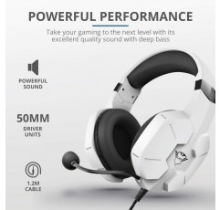 PS4 및 PS5용 Trust Gaming Headset GXT 323W Carus - Playstation 4/5용 마이크가 장착된 유선 게임용 헤드폰, 조절 가능한 헤드밴드, 편안한 이어 패드 - 흰색, 단일 사이즈 PS-5 스타일