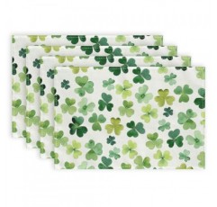 ARKENY 성 패트릭의 날 Placemats 12x18 인치 4개 세트, 토끼풀 녹색 봄 계절 농가 삼베 실내 주방 식탁 매트 장식 홈 파티 AP393-4