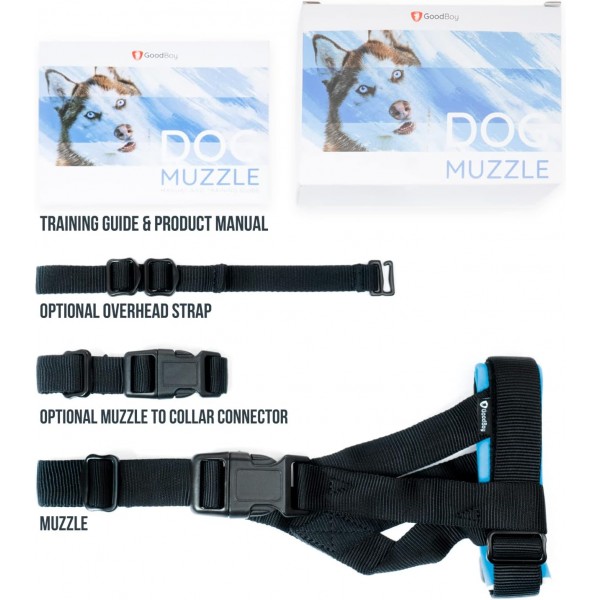 GoodBoy Dog Muzzle - 물림 방지, 씹기 - 더 이상 쓸림 없음(XL, 파란색)