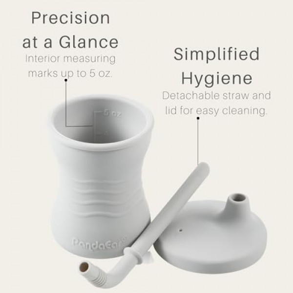 PandaEar 실리콘 훈련 컵, 3팩 아기 및 유아 6개월 이상용 밀짚 포함 아기 마시는 시피 컵(진한 파란색/밝은 파란색/회색)