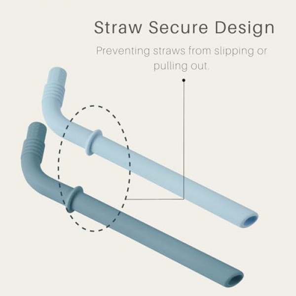 PandaEar 실리콘 훈련 컵, 3팩 아기 및 유아 6개월 이상용 밀짚 포함 아기 마시는 시피 컵(진한 파란색/밝은 파란색/회색)