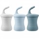 PandaEar 실리콘 훈련 컵, 3팩 아기 및 유아 6개월 이상용 밀짚 포함 아기 마시는 시피 컵(진한 파란색/밝은 파란색/회색)