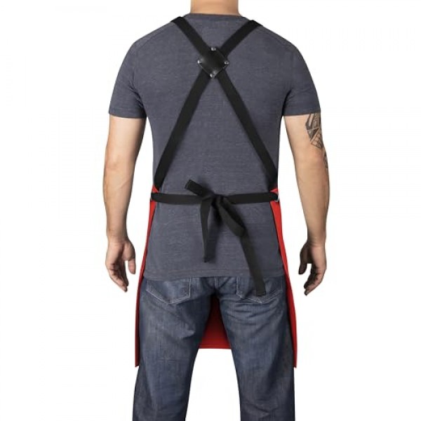 Stylecraft 헤어 커팅 앞치마, 헤비 웨이트, 방수, 전문 이발소 크로스 백 스트랩 및 포켓