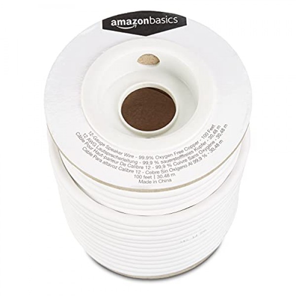 Amazon Basics 스피커 케이블 - 12AWG(2.05mm) 99.9% 무산소 구리 30.5m 빨간색 검정색