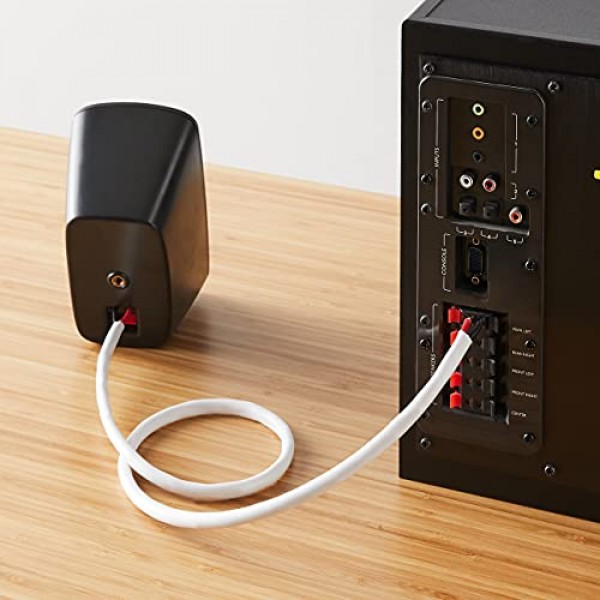 Amazon Basics 스피커 케이블 - 12AWG(2.05mm) 99.9% 무산소 구리 30.5m 빨간색 검정색