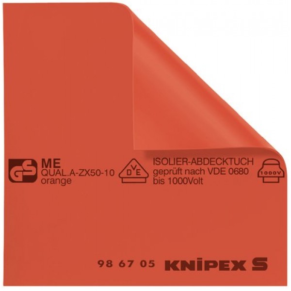 KNIPEX 도구 - 고무 절연 매트, 40 x 40, 1000V 절연(986710), 빨간색