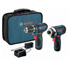 BOSCH CLPK22-120 12V 최대 무선 2개 도구 3/8인치 드릴/드라이버 및 1/4인치 임팩트 드라이버 콤보 키트, 배터리 2개, 충전기 및 케이스 포함, 파란색
