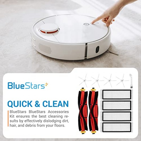 Xiaomi Roborock E4, S4, S4 Max, S45 Max, S5, S5 Max, S6, S65, S6 MaxV, S6 순수 로봇 진공 청소기 - 추가 청소 브러시용 BlueStars 초 내구성 교체 액세서리 부품 키트