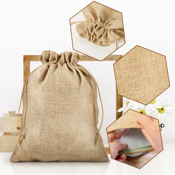 Alintor 페넌트 체인 야외 비바람에 견디는, 5 조각 페넌트 체인 + 황마 가방, 60pcs 모조 리넨 페넌트, 깃발 외부 화환 생일, 학교 등록 장식 1712.5 cm