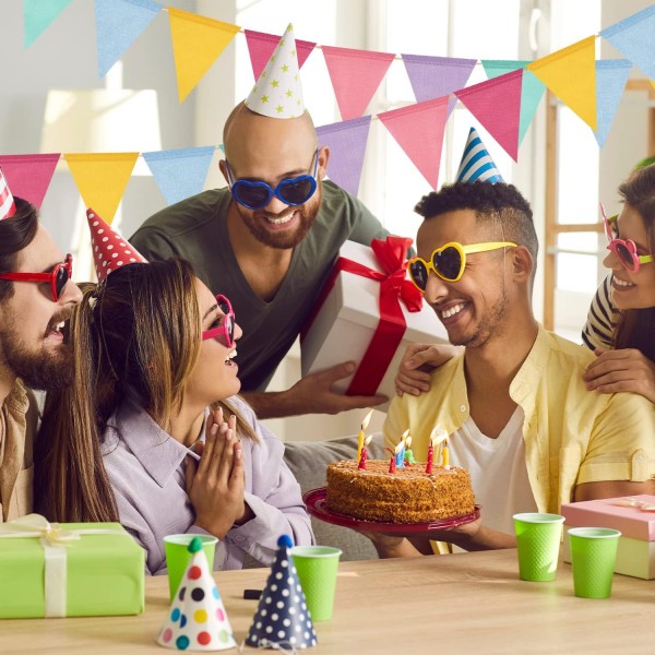 Alintor 페넌트 체인 야외 비바람에 견디는, 5 조각 페넌트 체인 + 황마 가방, 60pcs 모조 리넨 페넌트, 깃발 외부 화환 생일, 학교 등록 장식 1712.5 cm