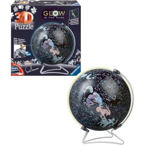 야광 에디션이 포함된 Ravensburger 퍼즐 볼 스타글로브: 어린이를 위한 180피스 3D 직소 퍼즐 11544 - 손쉬운 클릭 기술로 조각이 완벽하게 맞춰짐