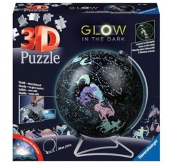 야광 에디션이 포함된 Ravensburger 퍼즐 볼 스타글로브: 어린이를 위한 180피스 3D 직소 퍼즐 11544 - 손쉬운 클릭 기술로 조각이 완벽하게 맞춰짐