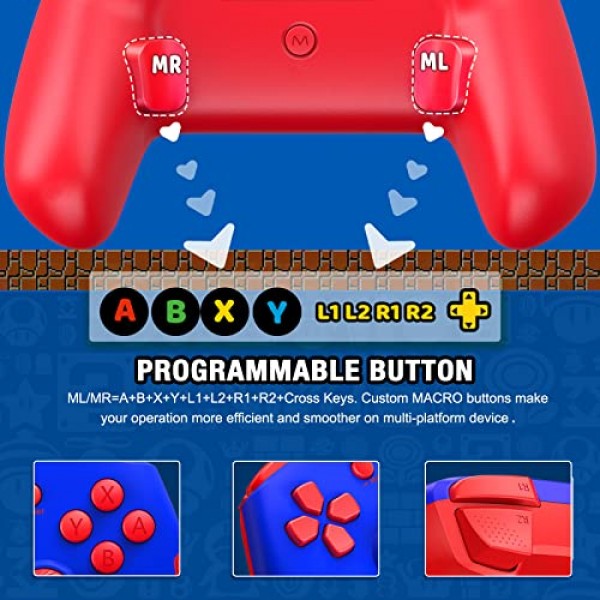 Larstylee 스위치 컨트롤러, Nintendo Switch/Switch Lite/Switch OLED 지원 키링커용 무선 스위치 프로 컨트롤러, PC/IOS/Android/멀티 플랫폼과 호환되는 스위치 터보 컨트롤러