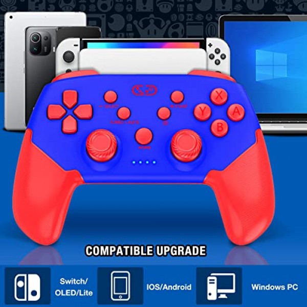 Larstylee 스위치 컨트롤러, Nintendo Switch/Switch Lite/Switch OLED 지원 키링커용 무선 스위치 프로 컨트롤러, PC/IOS/Android/멀티 플랫폼과 호환되는 스위치 터보 컨트롤러