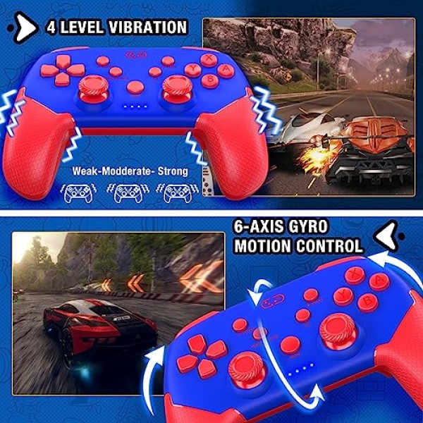 Larstylee 스위치 컨트롤러, Nintendo Switch/Switch Lite/Switch OLED 지원 키링커용 무선 스위치 프로 컨트롤러, PC/IOS/Android/멀티 플랫폼과 호환되는 스위치 터보 컨트롤러