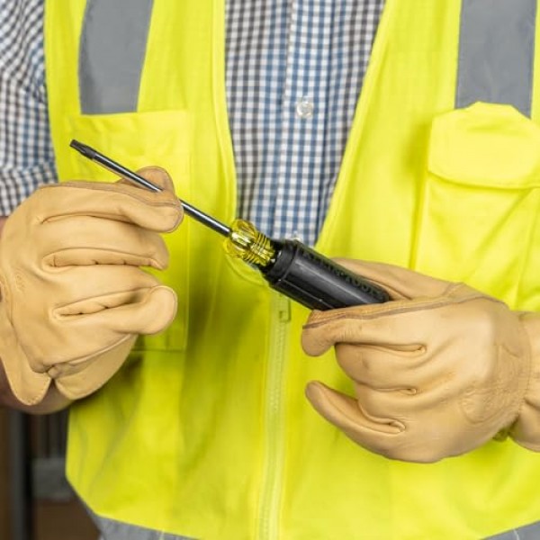 Klein Tools 19555 TORX 쿠션 그립 드라이버 세트, T15, T20, T25, T27 및 T30 팁 크기, 5피스, 검정색/노란색