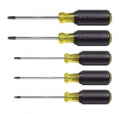 Klein Tools 19555 TORX 쿠션 그립 드라이버 세트, T15, T20, T25, T27 및 T30 팁 크기, 5피스, 검정색/노란색