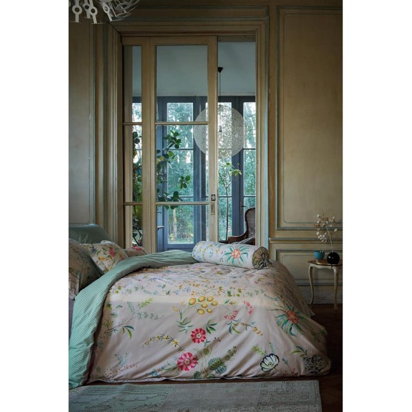 PIP 스튜디오 침대 린넨 Petites Fleurs 카키 1 이불 커버 135 x 200 cm + 1 베갯잇 80 x 80 cm