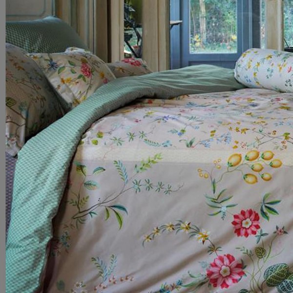 PIP 스튜디오 침대 린넨 Petites Fleurs 카키 1 이불 커버 135 x 200 cm + 1 베갯잇 80 x 80 cm