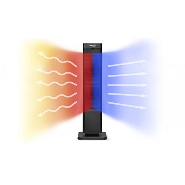 청정 공기 Optima CA-904 - 디자인 팬 히터 - 난방 및 냉방 바람 - 난방: 1000/2000W - 디지털 온도 조절기 15-35°C - 진동 80° - 최대 40m²/100m³의 객실에 적합(검은색)