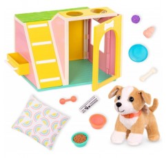 Glitter Girls 062243450554 Dog House Playset & Plush Puppy Chihuahua – 3세 이상 어린이를 위한 14인치 인형 액세서리, 여러 개