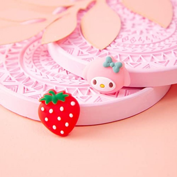 PERFECTSIGHT 플레이스테이션 4/5, PS5, PS4, Xbox 시리즈 X/S, Xbox One, 스위치 프로 컨트롤러, 4PCS 카와이 소프트 스킨 고무 3D 아날로그 썸스틱 그립 조이스틱 커버, 딸기용 귀여