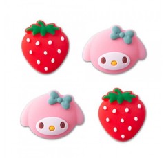 PERFECTSIGHT 플레이스테이션 4/5, PS5, PS4, Xbox 시리즈 X/S, Xbox One, 스위치 프로 컨트롤러, 4PCS 카와이 소프트 스킨 고무 3D 아날로그 썸스틱 그립 조이스틱 커버, 딸기용 귀여