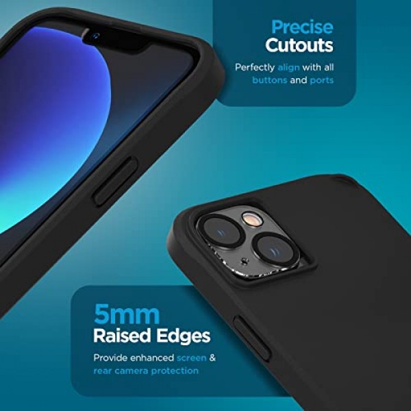 Case-Mate [3 in 1 보호 팩 - iPhone 14 케이스(터프 블랙), 강화 유리 및 렌즈 보호기 - 15피트 낙하 보호, MagSafe 및 무선 충전과 호환 가능 - 충격 방지, 슬림, 긁힘 방지