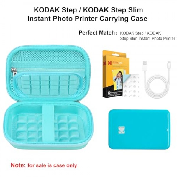 KODAK Step/KODAK Step Slim 무선 모바일 인스턴트 포토 미니 컬러 프린터용 휴대용 케이스, 휴대용 사진 프린터 여행용 홀더 가방. 메쉬 포켓은 잉크가 필요 없는 인화지에 