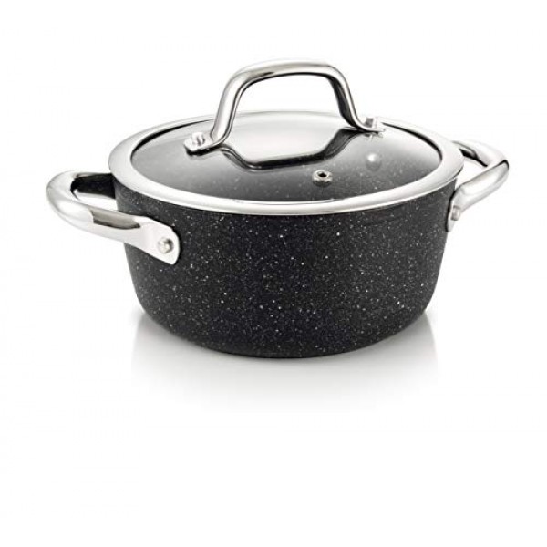 Tescoma PRESIDENT Stone Pot 세트, 8개, 프리미엄 붙지 않는 스톤 코팅, 인덕션 베이스, 모든 밥솥 및 오븐에 적합, 유리 뚜껑 포함, 내구성이 뛰어나고 식기 세척기 사용 가능