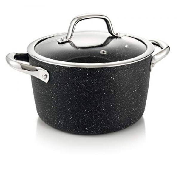 Tescoma PRESIDENT Stone Pot 세트, 8개, 프리미엄 붙지 않는 스톤 코팅, 인덕션 베이스, 모든 밥솥 및 오븐에 적합, 유리 뚜껑 포함, 내구성이 뛰어나고 식기 세척기 사용 가능