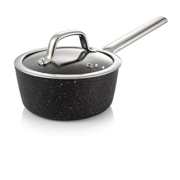 Tescoma PRESIDENT Stone Pot 세트, 8개, 프리미엄 붙지 않는 스톤 코팅, 인덕션 베이스, 모든 밥솥 및 오븐에 적합, 유리 뚜껑 포함, 내구성이 뛰어나고 식기 세척기 사용 가능