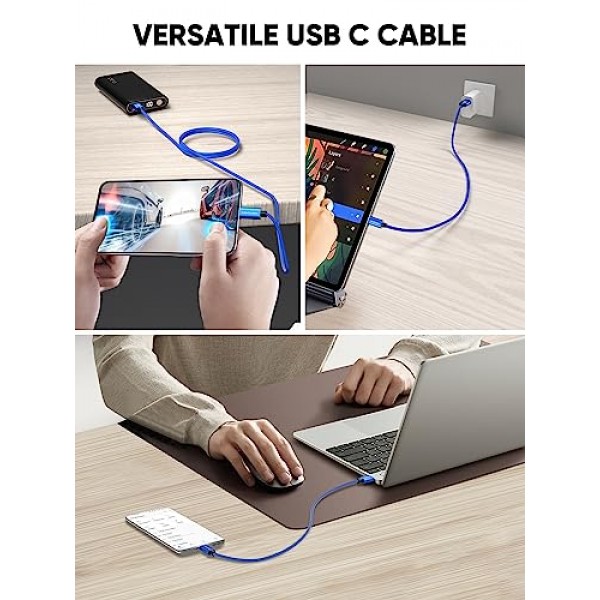 CableCreation 파란색 USB-USB C 케이블 1FT, USB A-USB C 케이블 3A 고속 충전 땋은 USB C 남성-USB 남성 케이블(전원 은행, Galaxy S23, iPad Pro iPad Mini S22 S21 Z 플립 등), 파란색