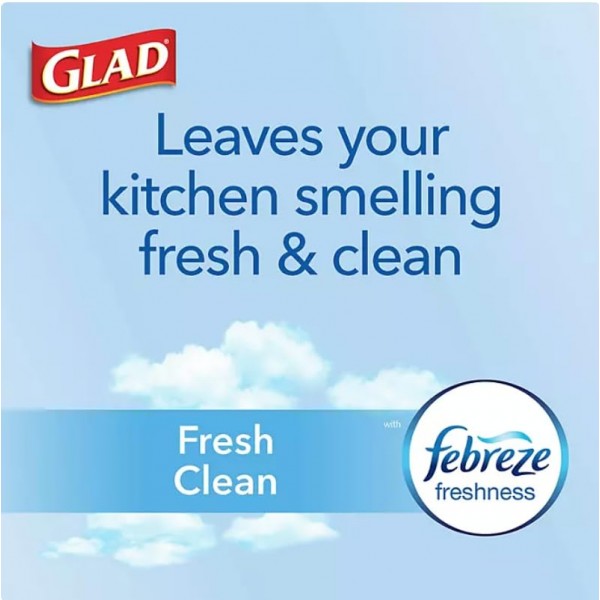 Glad OdorShield 소형 쓰레기 봉투 - Febreze Fresh Clean - 4갤런 - 26개 - 6팩(소형 트위스트 타이 쓰레기 봉투, Fresh Clean 향기(4갤런, 156Ct.))