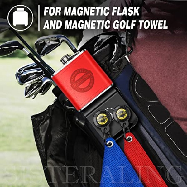 SisterAling 골프 가방 자석 골프 타월, 골프 거리 측정기, 골프 플라스크, 골프 스피커용 금속 랜딩 패드 - 자석 골프 장비 및 액세서리에 대한 빠른 액세스 - 골프 선물 - 
